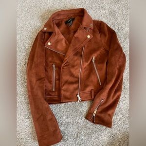 Faux suede moto jacket
